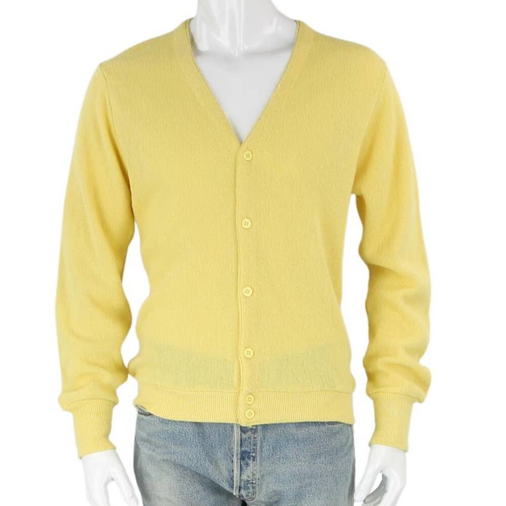 Vintage Yellow V Neck Cardigan Sweater